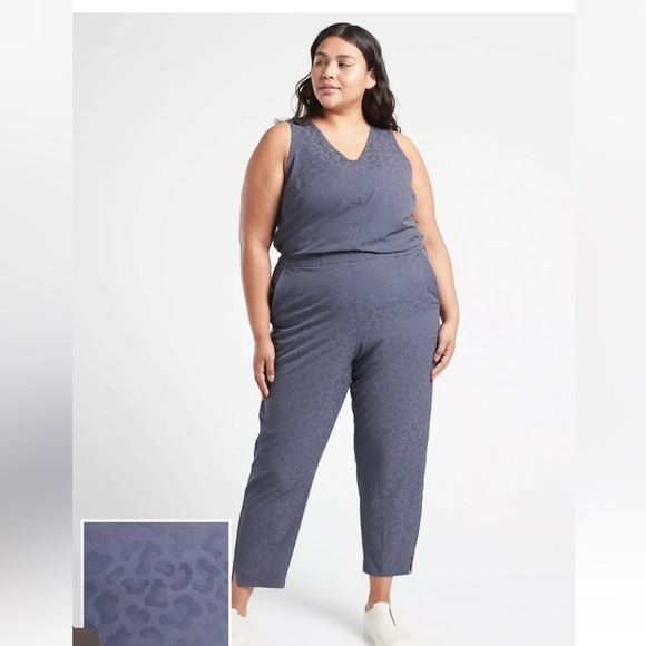 Athleta Brooklyn Textured Jumpsuit Medieval Violet Plus Size 18 - Picture 1 of 6
